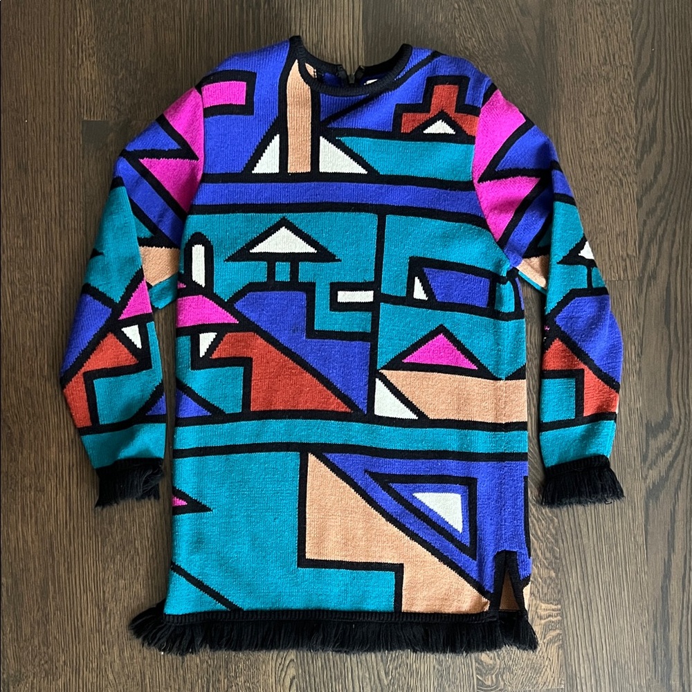 Original vintage 80s Anne Crimmins for‎ Umi Collection Geometric Sweater Dress